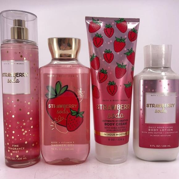 Bath & Body Works STRAWBERRY SODA set Lotion Shower Gel Fragrance Mist Cream - Picture 2 of 4